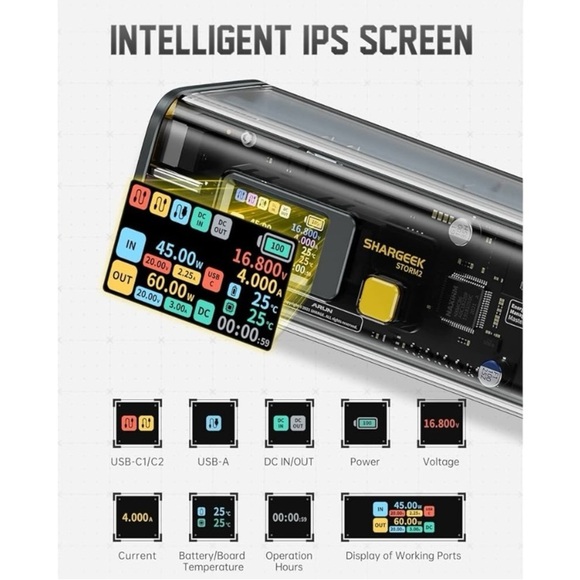 NIB Sealed Shargeek Storm 2 Portable Charger 100W 25600mAh Power Bank - Picture 12 of 16